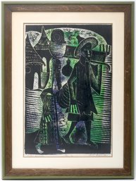 Framed African Folkart 3/ Numbered And Signed By Artist