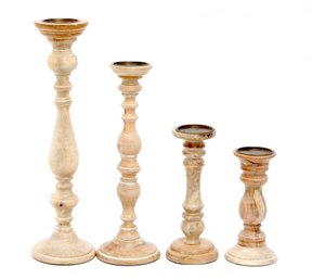 Natural Wash Wood Candleholders