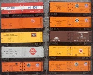 10  War Era Reefer O-gauge Train Cars