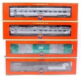 4 Lionel  Passenger & Box Train Cars