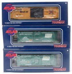 3 O-gauge Trainman Boxcar Train Cars