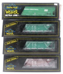 4 Weaver O-gauge Gold Edition Hopper Car Train Cars.