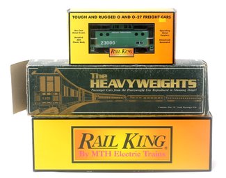 3  O-gauge MTH Locomotive, Caboose & K-line Passenger Train Cars