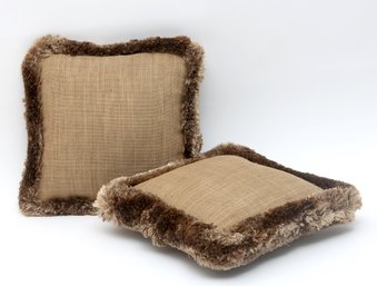 Custom Burlap Fringed Throw Pillows