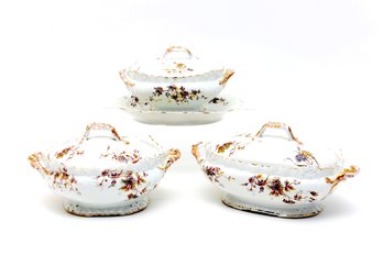 Antique S & S Limoges France Covered Casserole Dishes