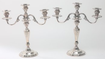 Early 20th Century Gorham Baroque Silverplate Three-Arm Candelabra