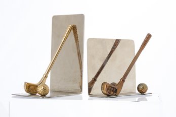 Brass & Chrome Golf Club Bookends