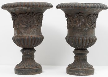 French Neoclassical 20' Cast Ceramic Garden Urns-a Pair
