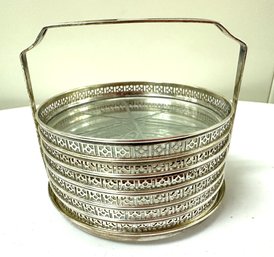Set Of 6 Sterling Silver Coasters And Holder