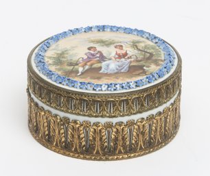 19th Century Svres French Gilt-Mounted Porcelain Snuff Box