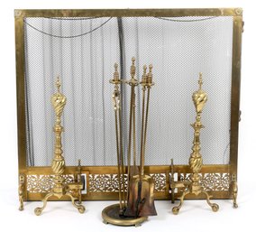 Brass Fireplace Set