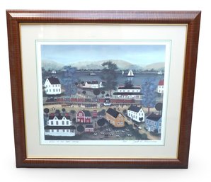 Janet L. Munro (American, 1949-) Folk Art - 'View Of The Train Station'