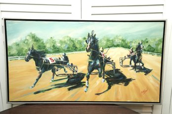 Weigel Oil Painting Of Harness Horse Race