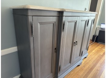 Rustic Farmhouse Style Sideboard With Shelves And Wine Rack Within