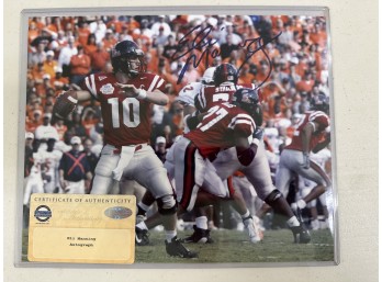 Vintage Signed Eli Manning Photograph With Certificate Of Authenticity