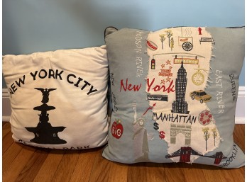 Pair Of New York City Themed Throw Pillows