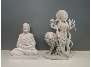 Spirtual White Color Marble Statues (Including Durga The Divine Goddess Of The Universe And Swami Sri Yukteswar)