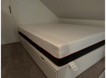 IKEA 'BRIMNES' Queen-Sized Platform Bed With 6 Storage Drawers And Foam Mattress Included