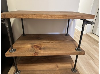 3-Tiered Industrial Style Shelving Unit With Pipe Details (on Wheels)