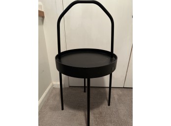IKEA 'BURVIK' Modern Black Side Table With Handle (Some Wear)