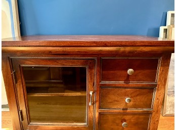 Vintage Cherrywood 3-Drawer, 2-Shelf Glass Door Entertainment Piece