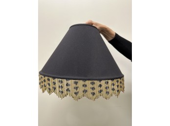 MacKenzie-Childs Lampshade In Black With Beaded Fringe