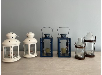 Collection Of Glass And Tin Lantern Pairs