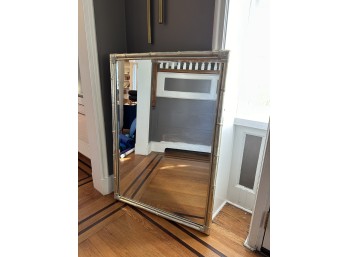 Pottery Barn Silver Faux Bamboo Design Wall Mirror
