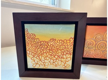 Abstract Artwork And Bouquet Of Dried Flowers/Greens