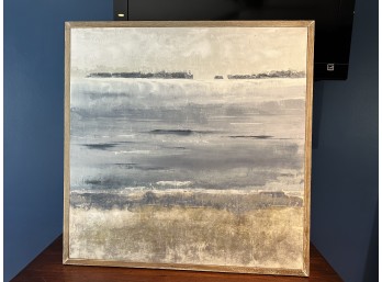 Abstract Coastal Painting In Pinewood Frame