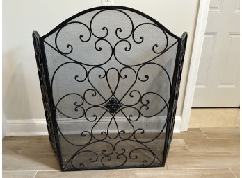 Black Fireplace Screen With Flourish Detail