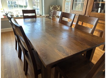 Wooden Dining Table And 8 Dining Chairs (Some Wear To Surface)