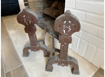 Antique Victorian Style Cast Iron Andirons