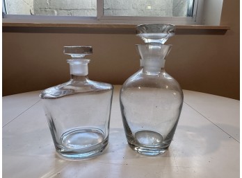 Pair Of Vintage Clear Decanters