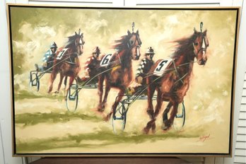 Weigel Oil Painting Of Harness Racing Scene