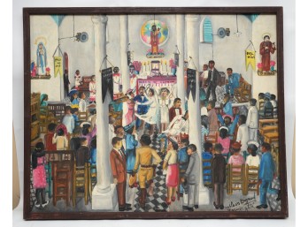 Wilson Bigaud (1931-2010) Haitain Wedding Paint On Board