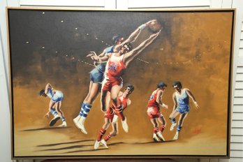 Weigel Oil Painting Of Basketball Players
