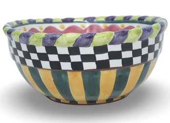 Mackenzie-Childs Courtly Check Style Ceramic Serving Bowl