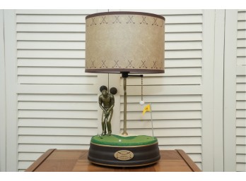 Golf-Themed Table Lamp With Figurine Base