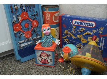Assorted Vintage Toys Including Erector Set And Jack-in-the-Box