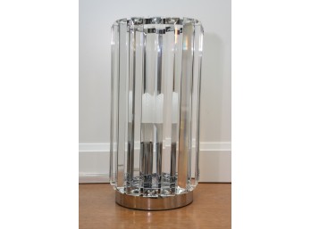 Faceted Crystal Cylindrical Table Lamp