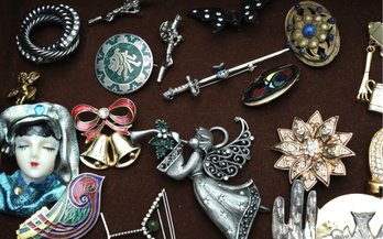 Assorted Costume Jewelry Brooches