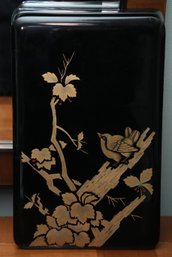 Black Lacquered Decorative Box With Gilt Bird And Foliage Motif