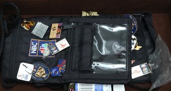 Assorted Olympic And NBC Enamel Pins In Pouch