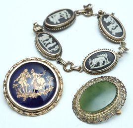 Assorted Cameo Jewelry And Brooch