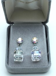 Pair Of Faceted Cubic Zirconia Earrings