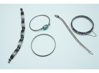 Group Of Silver-Tone Bracelets