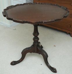 Carved Round Pedestal Accent Table