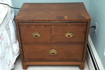 Pair Of Two-Drawer Wooden Nightstand With Brass Hardware