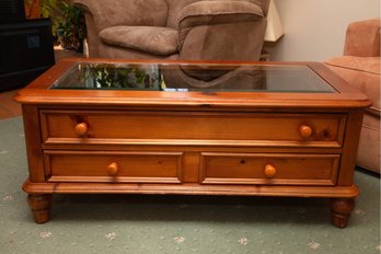 Broyhill Wooden Coffee Table With Glass Insert Top